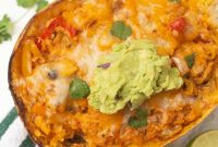 Chicken Enchilada Stuffed Spaghetti Squash Bowls