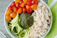 Pesto Chicken Zucchini Noodle Bowl