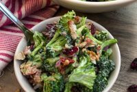 Crisp Broccoli Salad Recipe with Bacon, Cheddar & Creamy Dressing