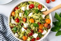 Summer Pesto Orzo Salad with Cherry Tomatoes and Basil
