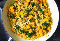 Creamy Butternut Squash Barley Risotto with Spinach and Corn