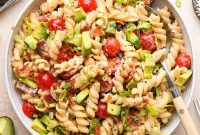 BLT Pasta Salad Recipe with Bacon, Tomato and Lettuce