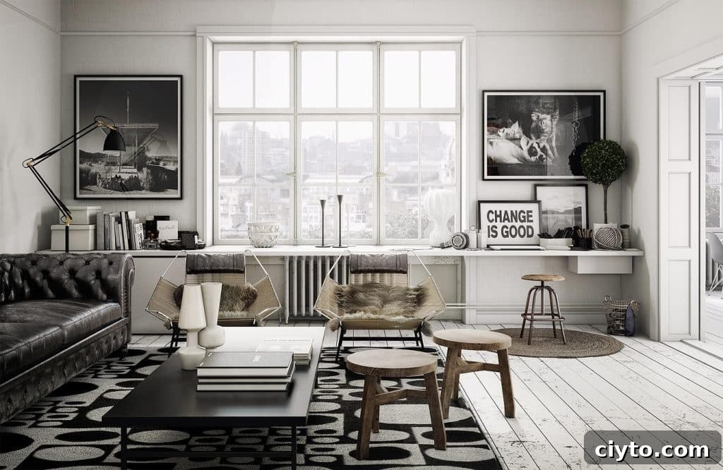 Create a Scandinavian Living Room: Essential Design Tips 10 Contrast is your friend