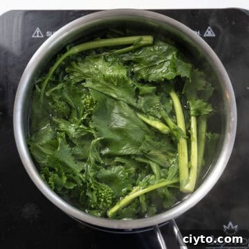 Garlicky Sausage and Broccoli Rabe Pasta 4 Blanching the broccoli rabe.