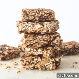 Chewy, crunchy, healthy granola bars made with almond butter and cocoa!