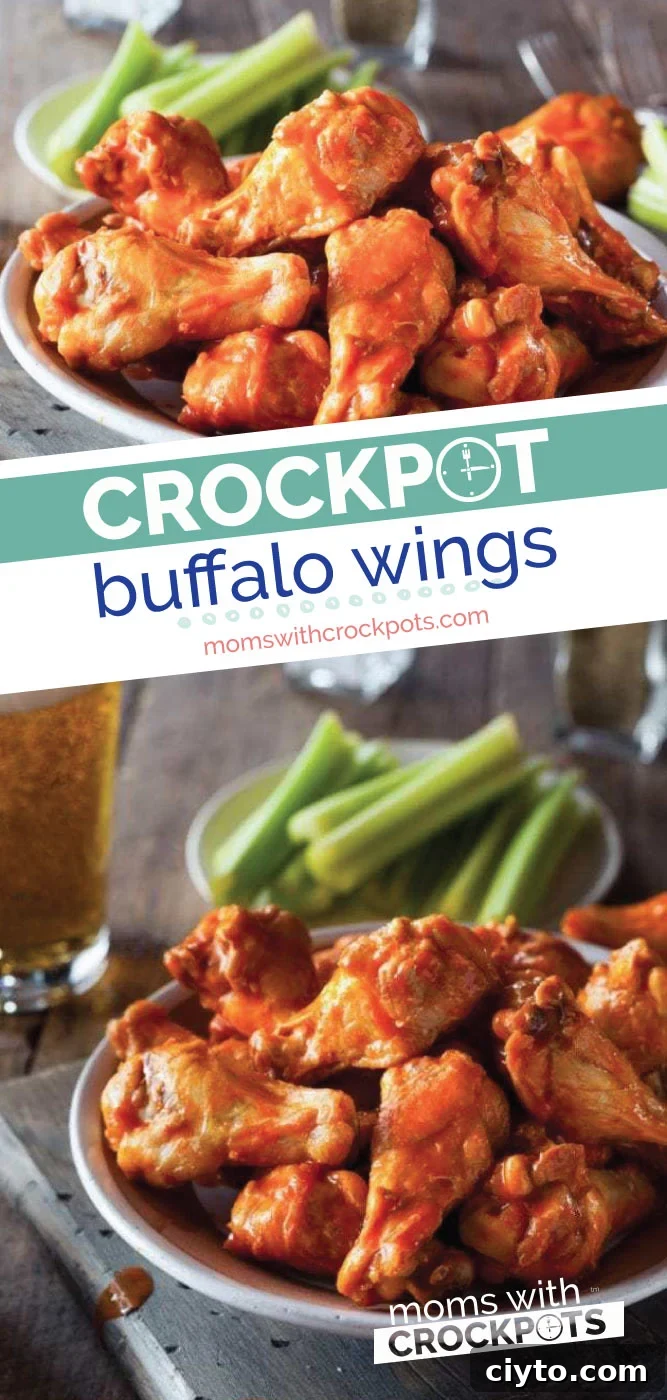 Game Day or any day is a perfect time to make this Crockpot Buffalo Wings Recipe! Full of flavor, less mess, and convenient! | @MomsWCrockpots #recipes #appetizer #crockpot #slowcooker #chicken
