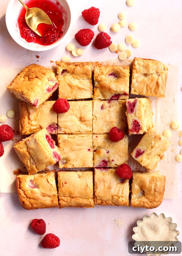 white chocolate raspberry blondies