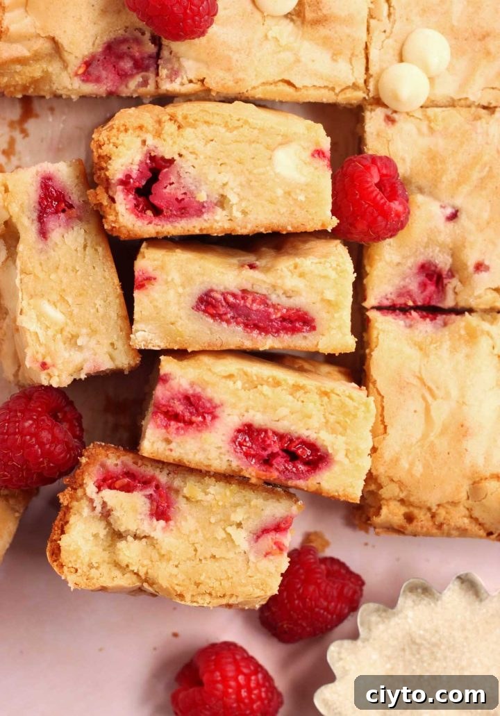 white chocolate raspberry blondies