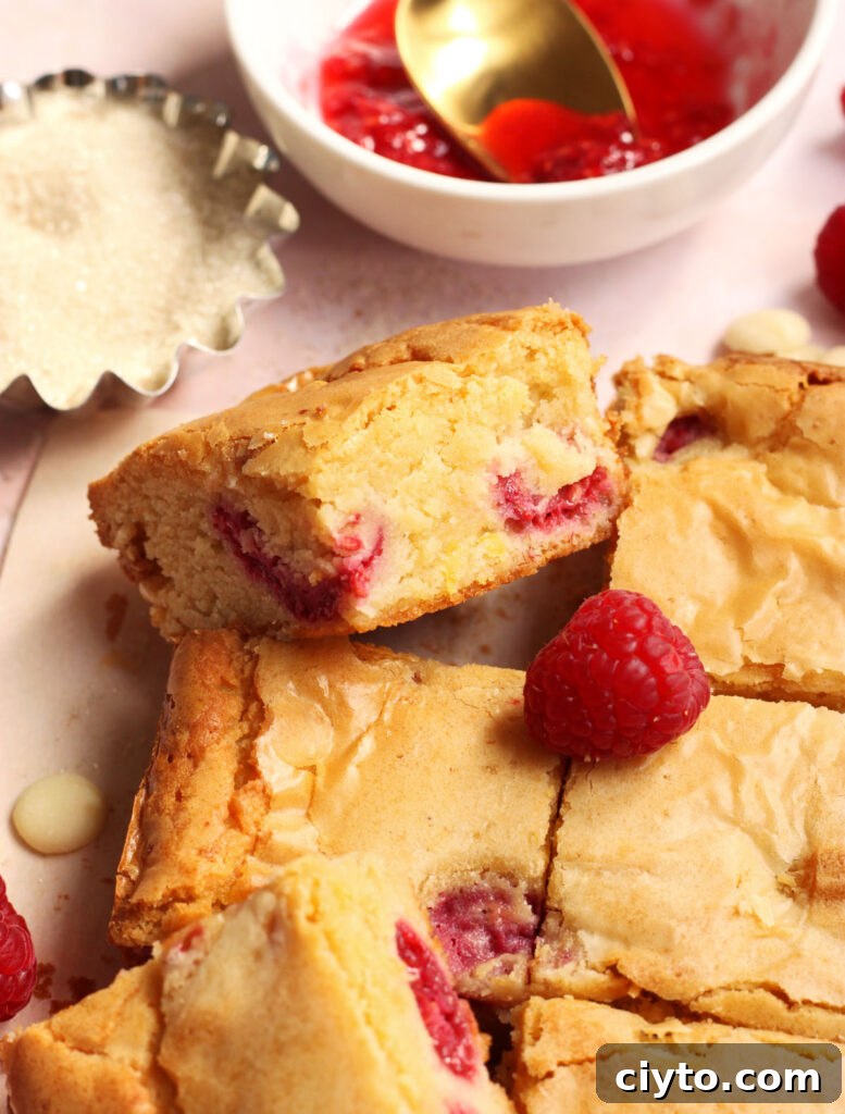 white chocolate raspberry blondies
