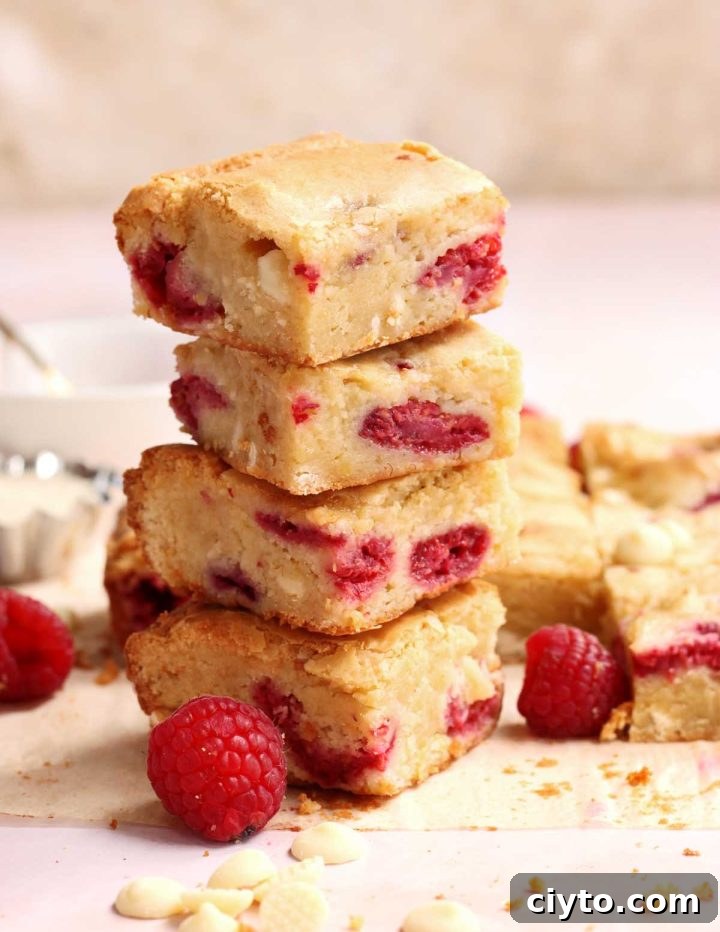 white chocolate raspberry blondies