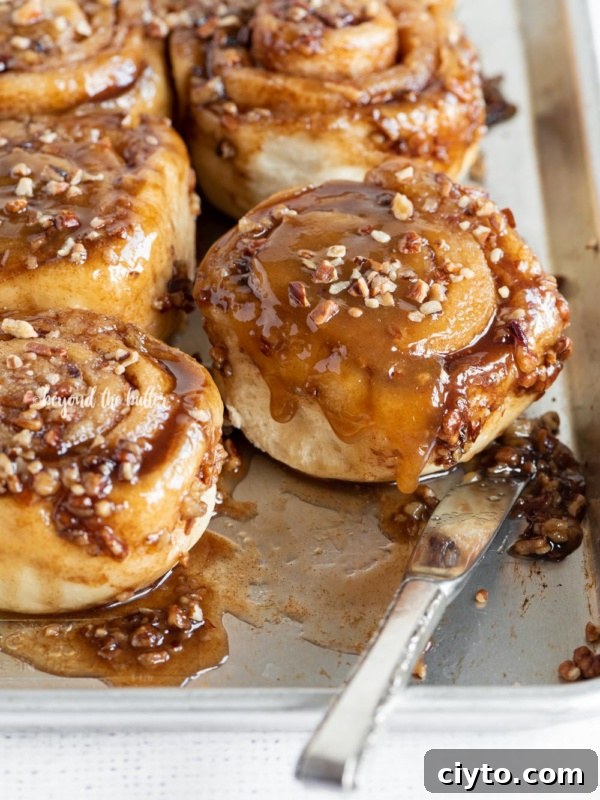 Tray of pecan sticky buns.
