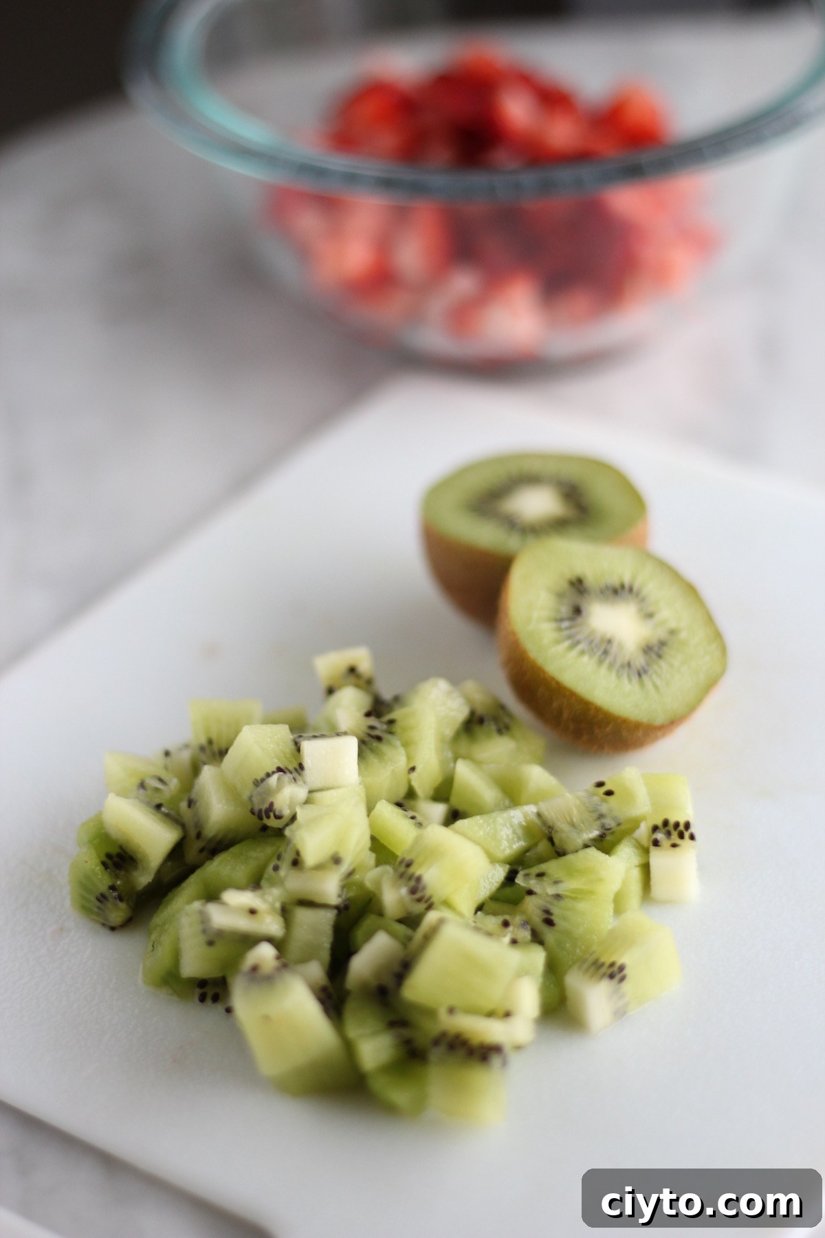Strawberry Kiwi Fruit Salsa - a light, refreshing salsa full of flavor and color! Paleo, vegan, gluten-free! | fedandfulfilled.com