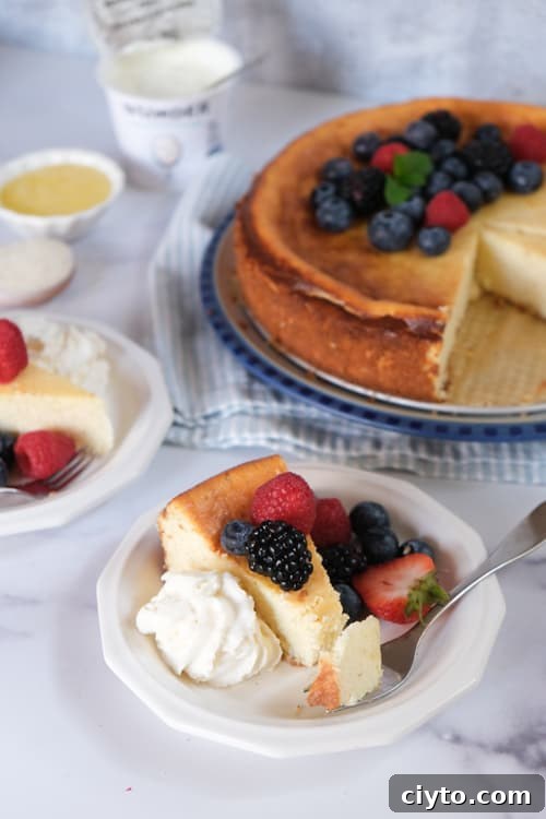 Authentic Crustless German Quark Cheesecake Recipe 9 Even cheesecake slices