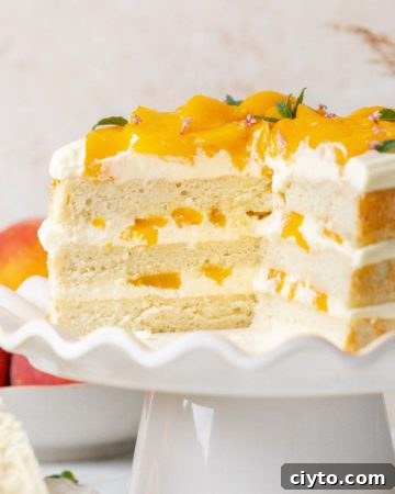Peaches and cream layer cake