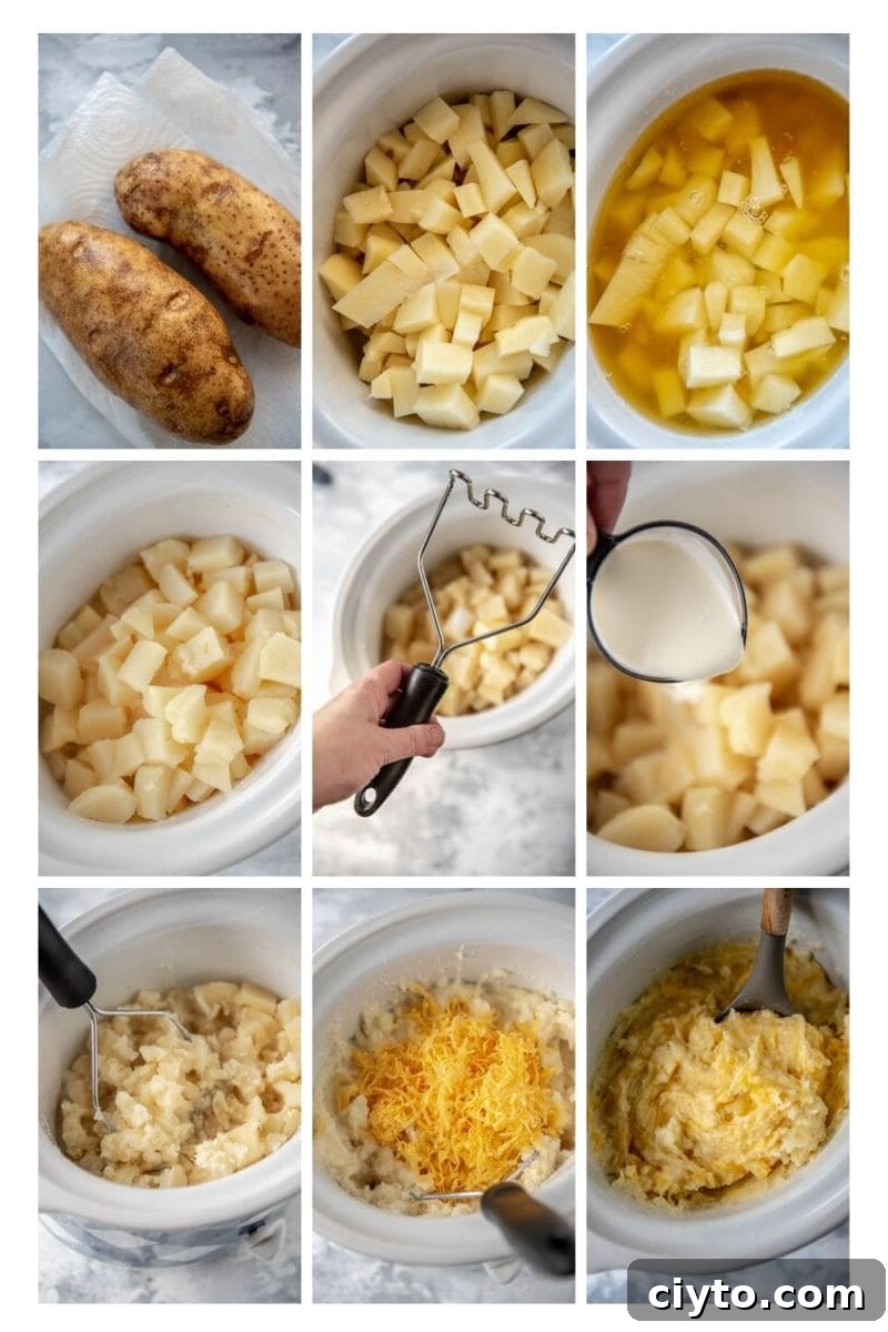 how to make slow cooker mashed potatoes step by step