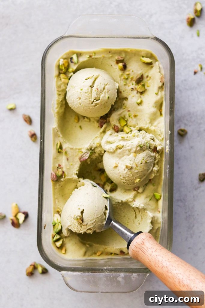 homemade ice cream recipe in pan getting scooped