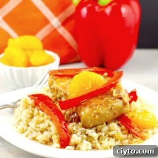 Easy Pork Dinner - Mandarin Orange & Red Pepper Pork recipe - foodmeanderings.com