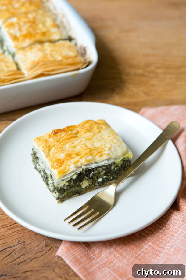Authentic Greek Spanakopita: Spinach and Feta Pie Recipe 2 Photos by Sarah Elliott