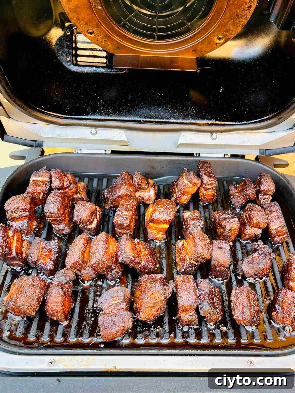 pork burnt ends on smoker.