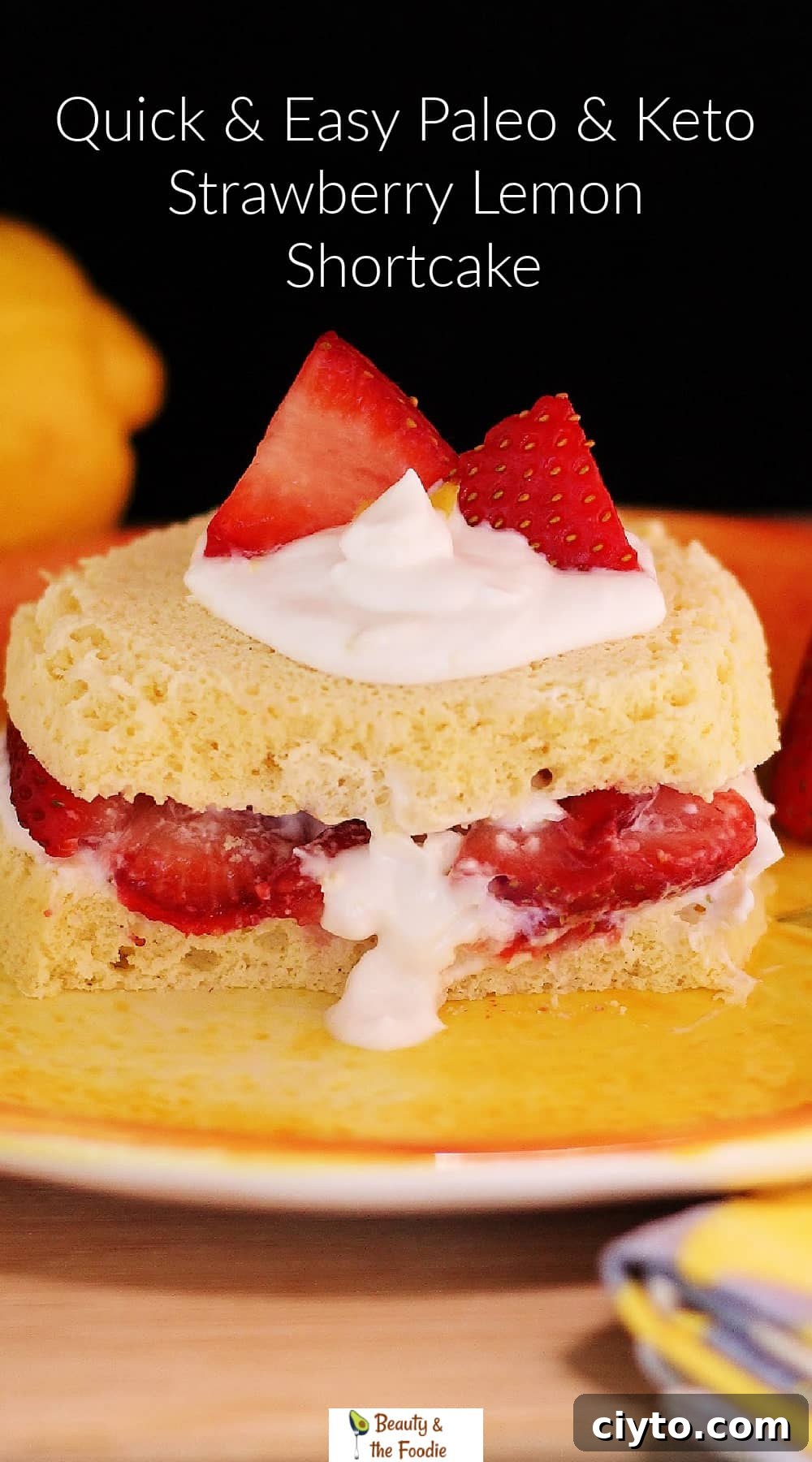 A quick & simple strawberry lemon shortcake with cream & berries.