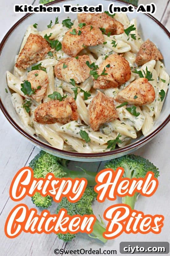 Crispy Herb Chicken Bites Recipe for Savory Appetizers 2 Crispy Herb Chicken Bites are quick and easy, really versatile, and perfect for picky eaters.
