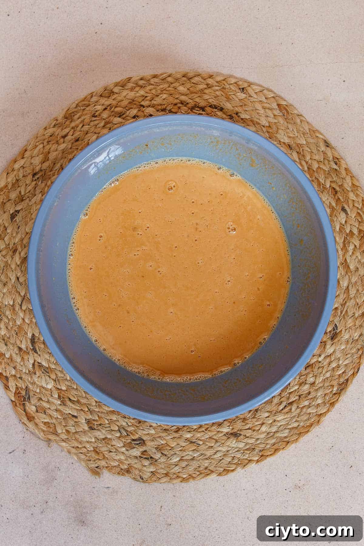 Custard ingredients thoroughly combined.