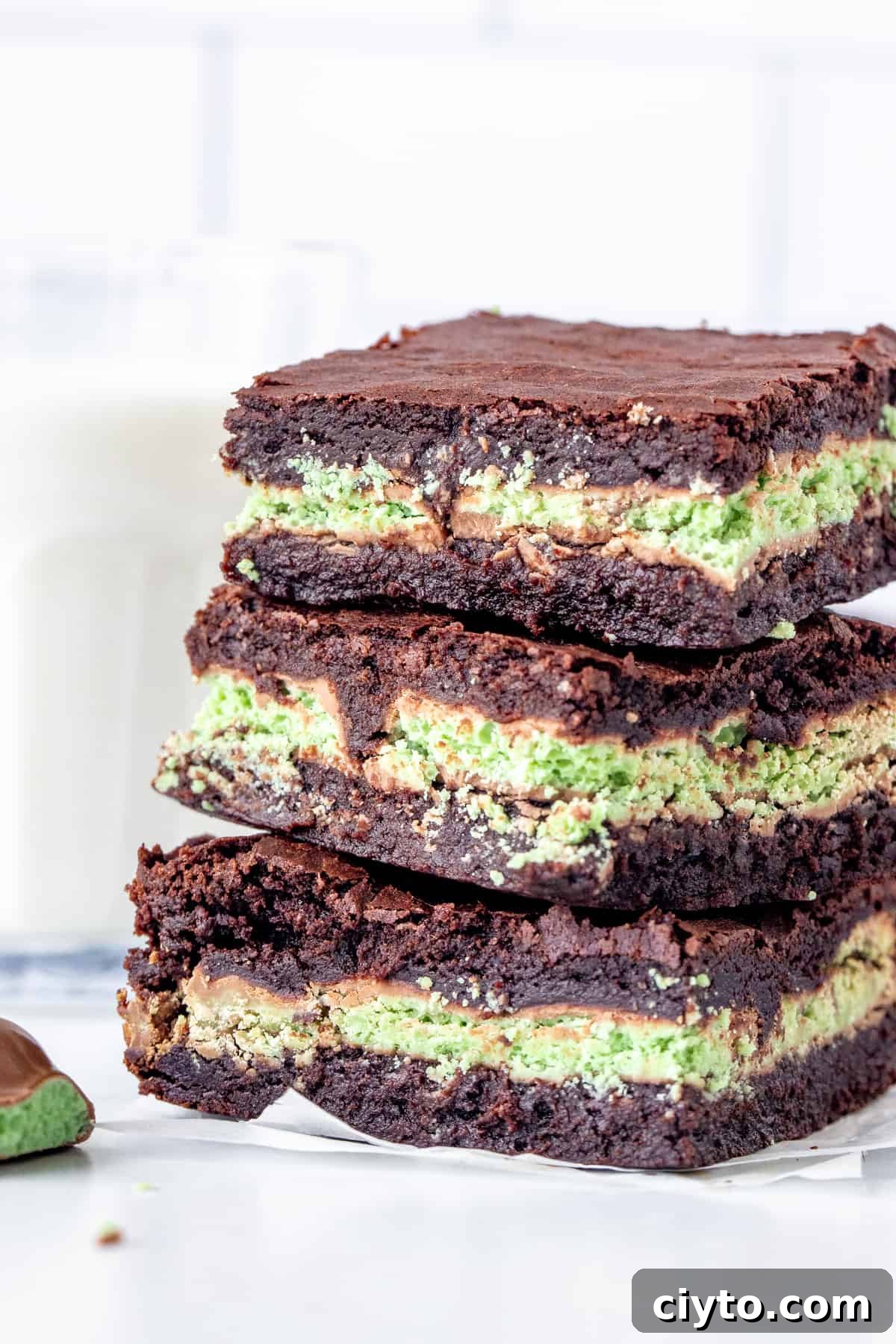 Stack of 3 Mint Aero brownies