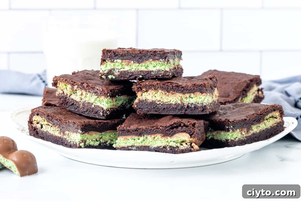 Plate of brownies stuffed with Mint Aero
