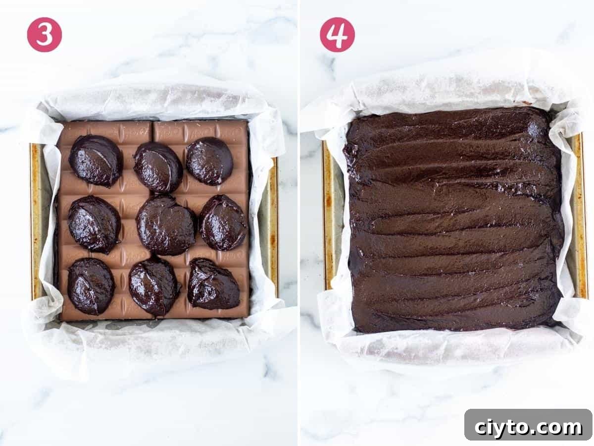 Assembling Mint Aero brownies