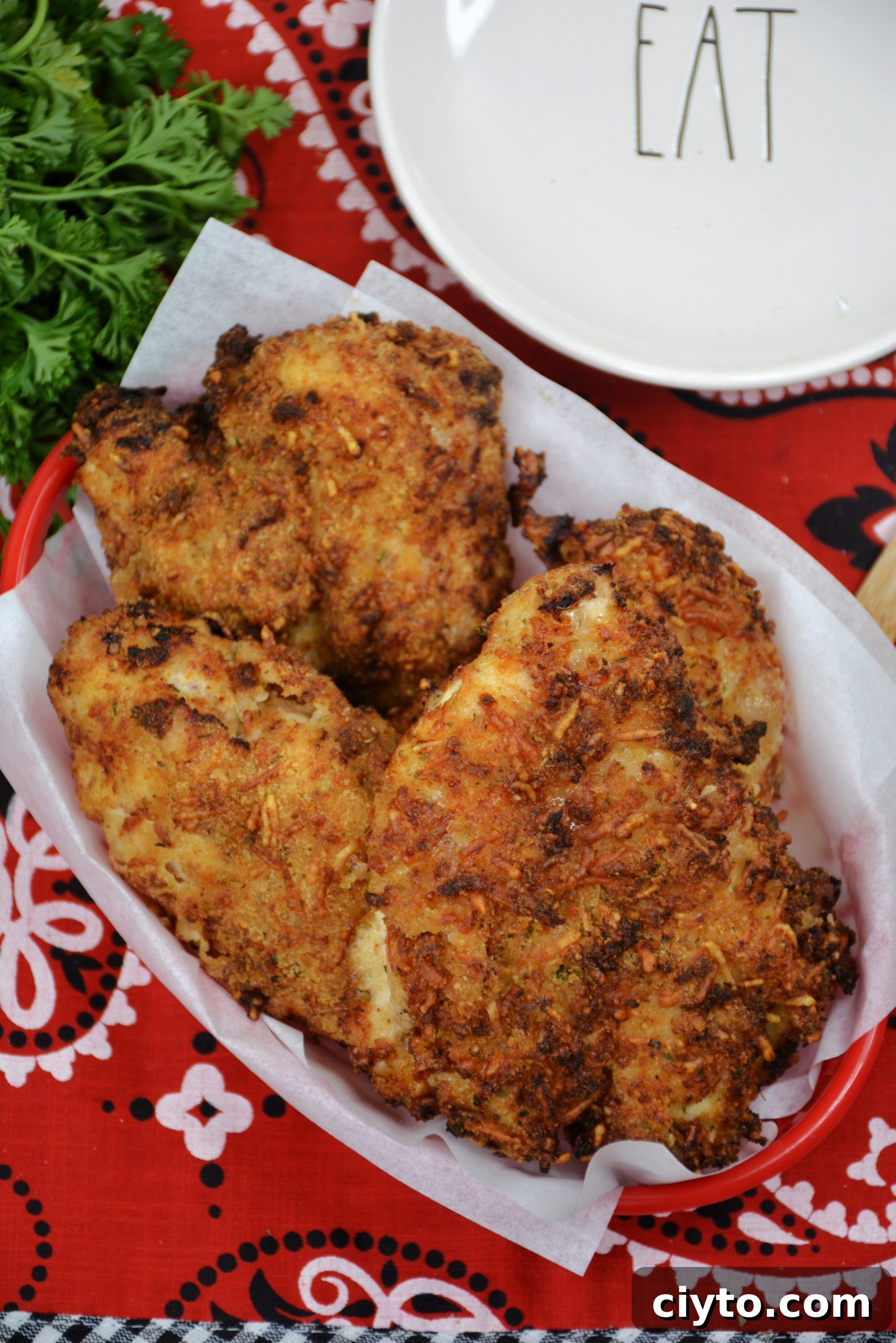 Chicken marinating in buttermilk