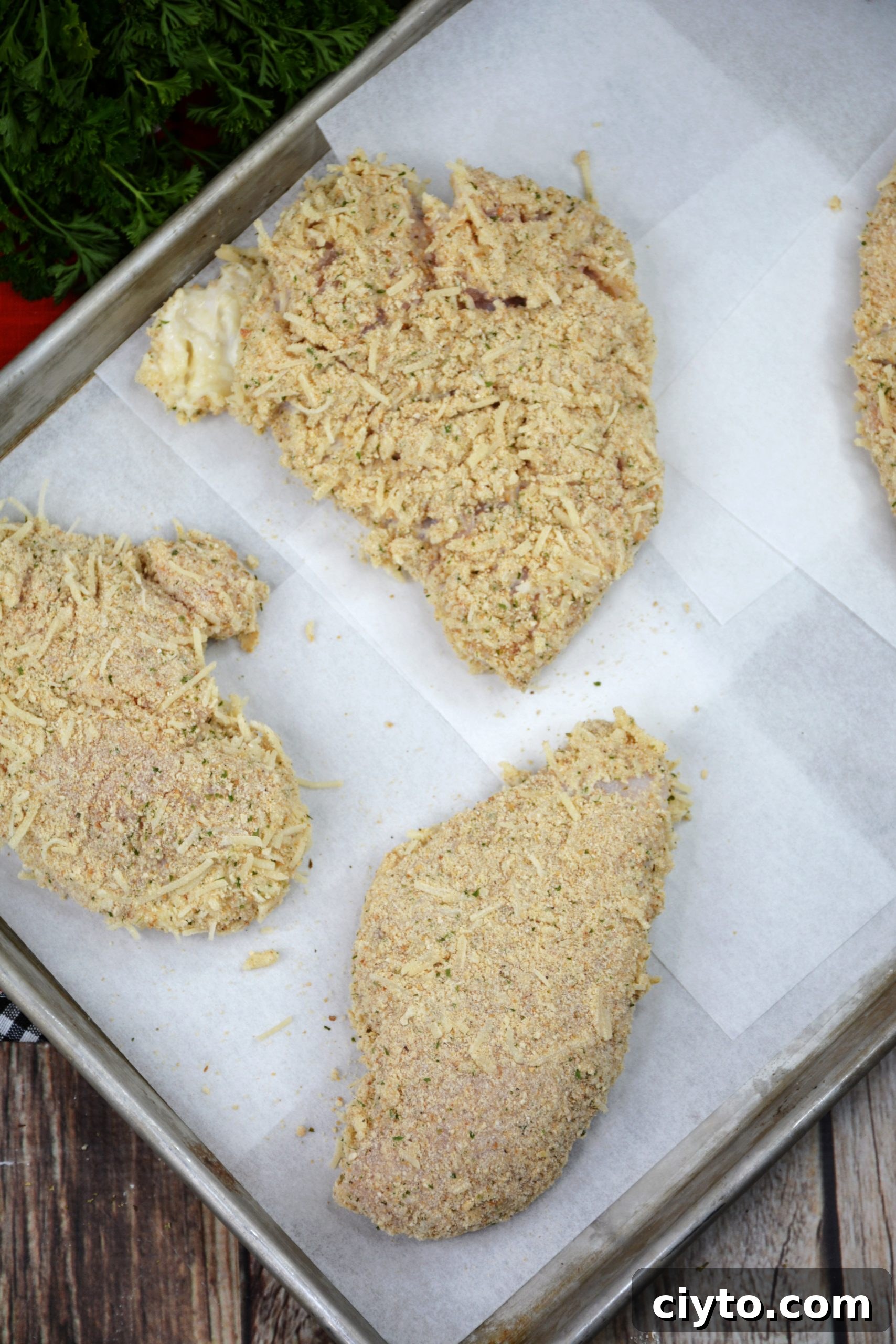 Oven fried chicken served