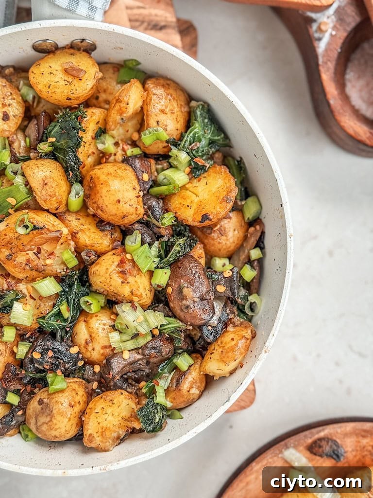 Skillet Potatoes with Kale and Mushrooms 5 delicious skillet side dish