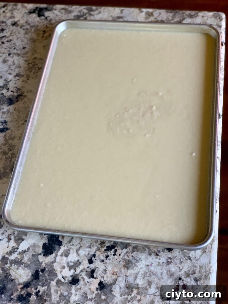 Slicing the sheet cake