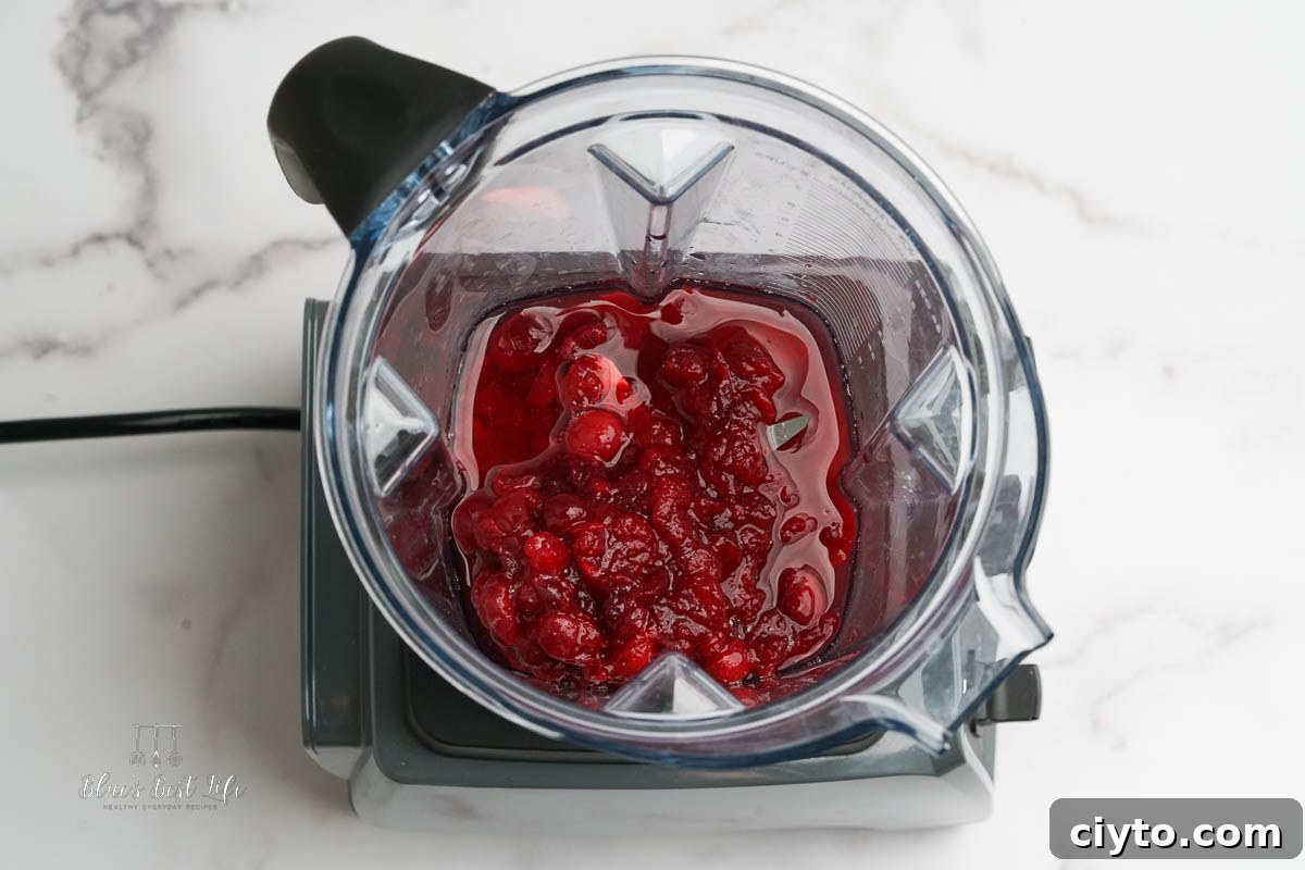 Vodka Spritzer with Homemade Cranberry Syrup 4 adding the ingredients to blender