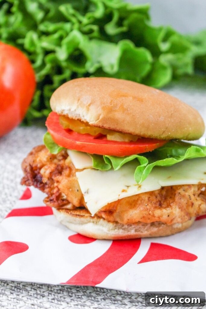 crispy chicken sandwich on table with lettuce behind it 