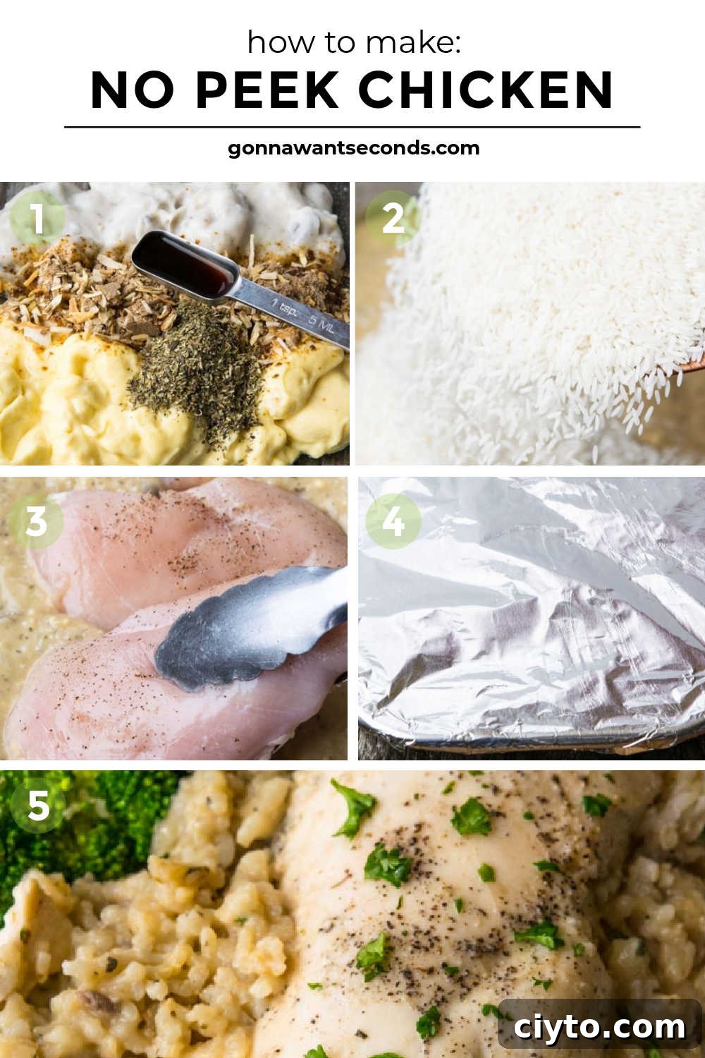 Step by step how to make No Peek Chicken