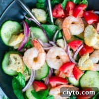 Shrimp Panzanella Spinach Salad