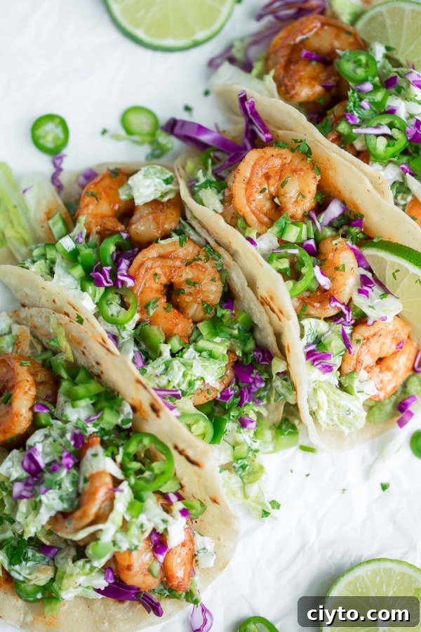 Cilantro Lime Shrimp Soft Tacos