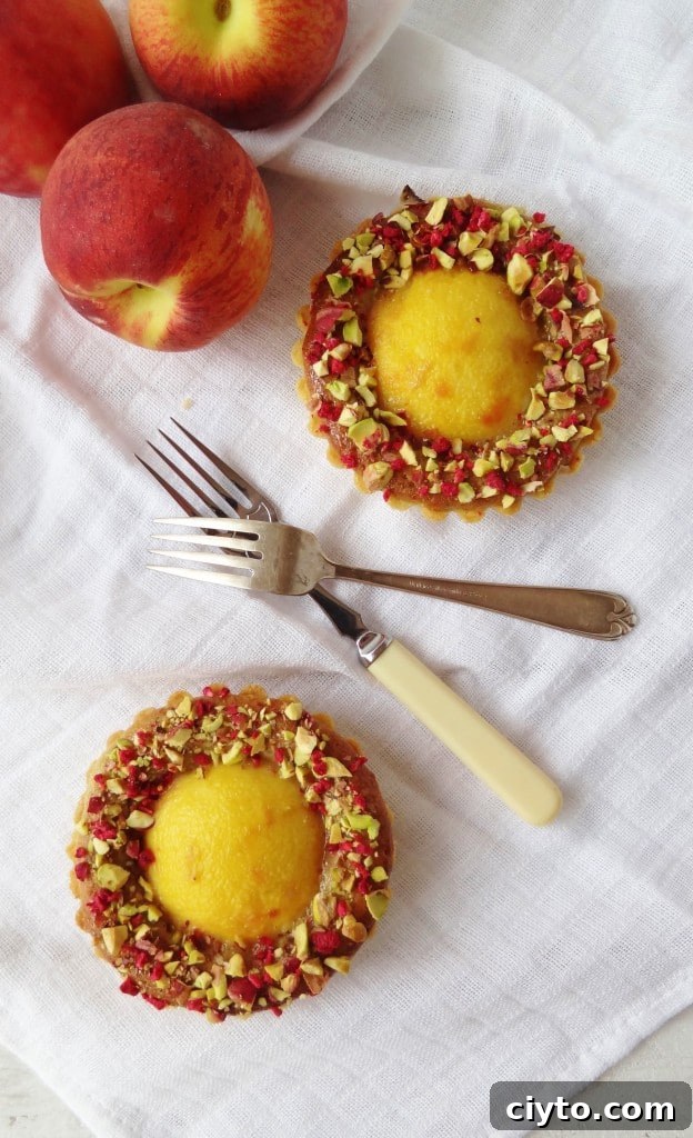 Peach, pistachio frangipane & rosewater tarts - Domestic Gothess