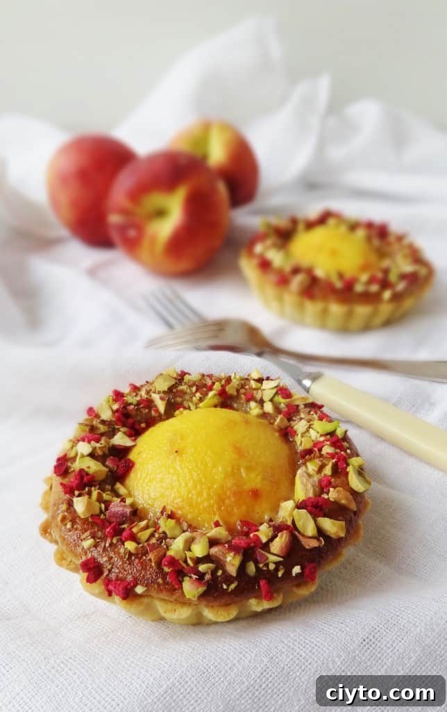 Peach, pistachio and rosewater tarts - Domestic Gothess