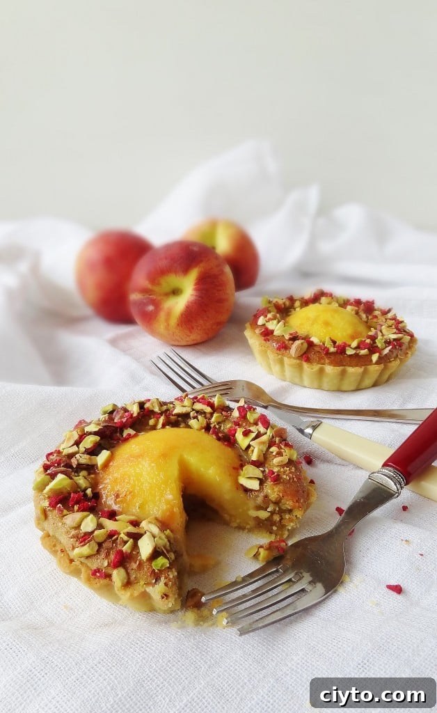 Peach, pistachio frangipane & rose tarts - Domestic Gothess