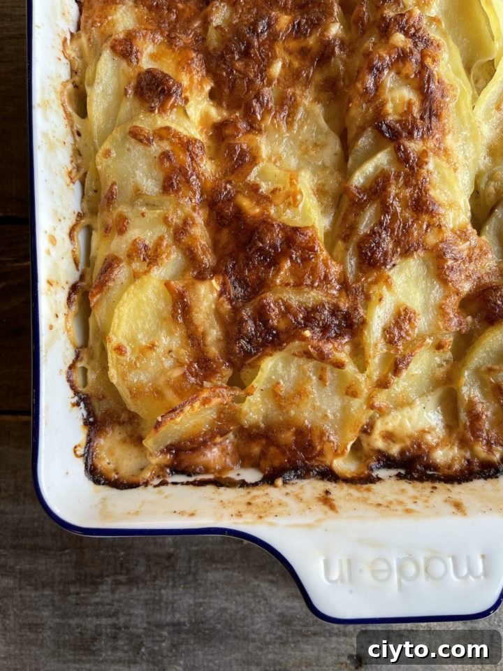 New Year's Eve Dinner Recipes and Menu Ideas 14 close up on scalloped potatoes