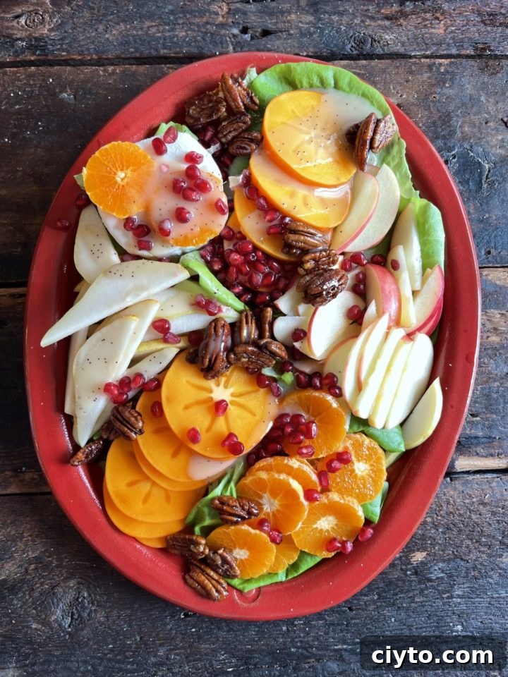 New Year's Eve Dinner Recipes and Menu Ideas 5 holiday salad on a red serving platter