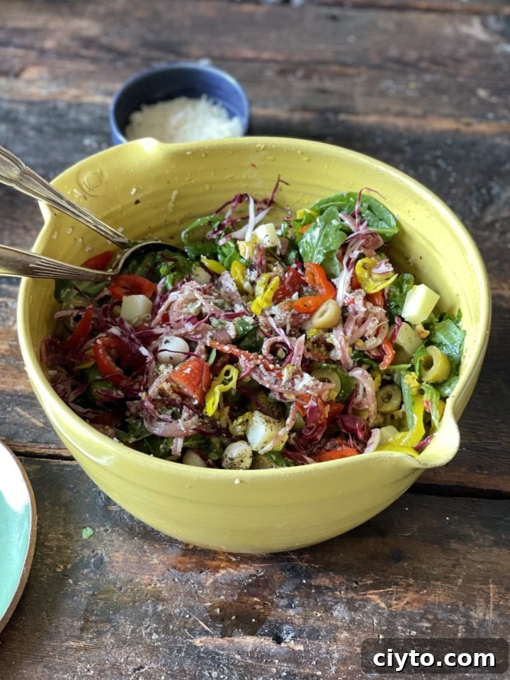 New Year's Eve Dinner Recipes and Menu Ideas 8 antipasto salad in an yellow bowl