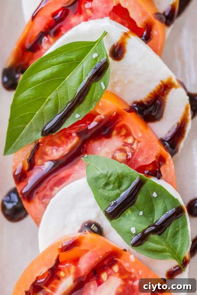 Caprese Skewers: Tomato, Basil and Mozzarella 3 Caprese Petite Salad with a simple Balsamic Glaze - the best salad EVER, especially with fresh summer tomatoes!