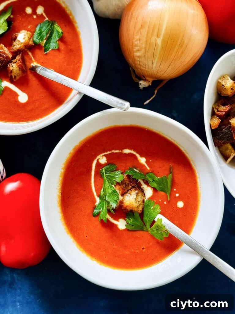 Bowl of roasted tomato soup