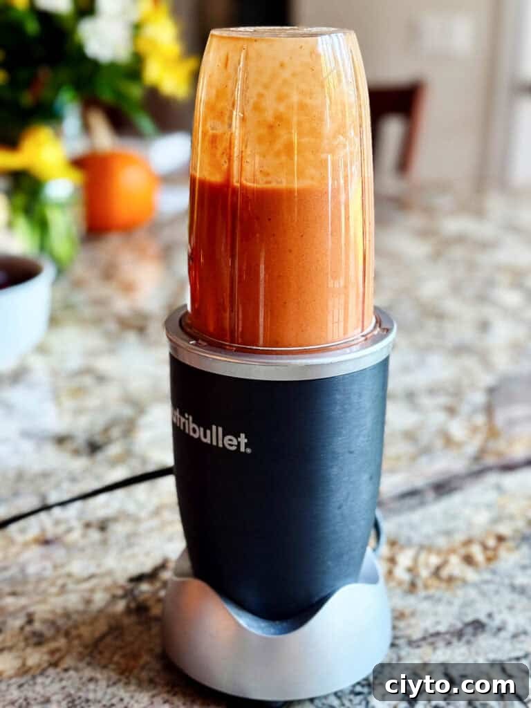Smooth blended roasted tomato soup