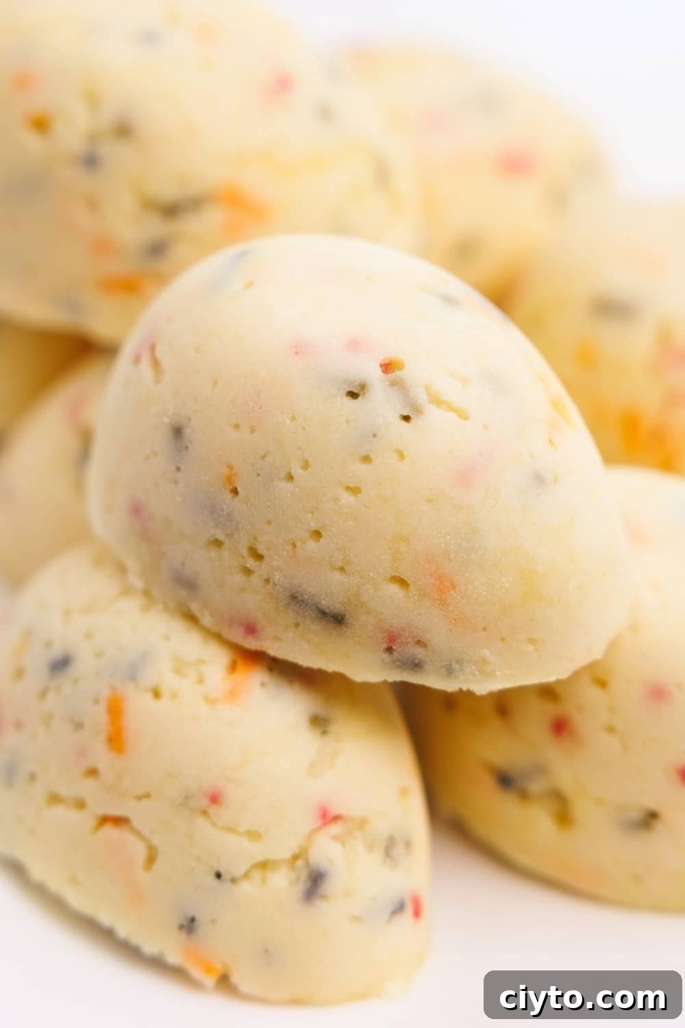 Sugar-Free Protein Easter Egg Recipe with Sprinkles 2 Protein Easter Eggs closeup