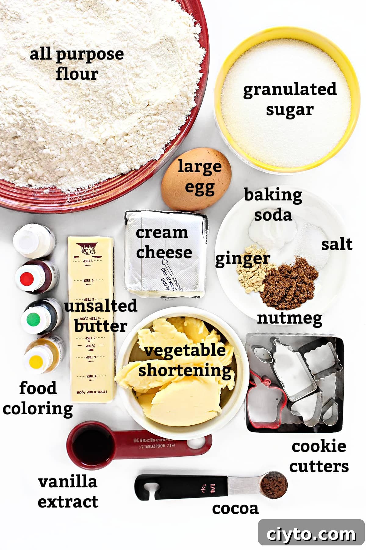 Rosh Hashanah Patterned Cookies: Creative Designs and Ideas 3 Ingredients: flour, sugar, egg, butter, cream cheese, shortening, baking soda, ginger, nutmeg, salt, vanilla, cocoa, coloring.