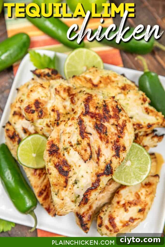 plate of grilled chicken with text overlay